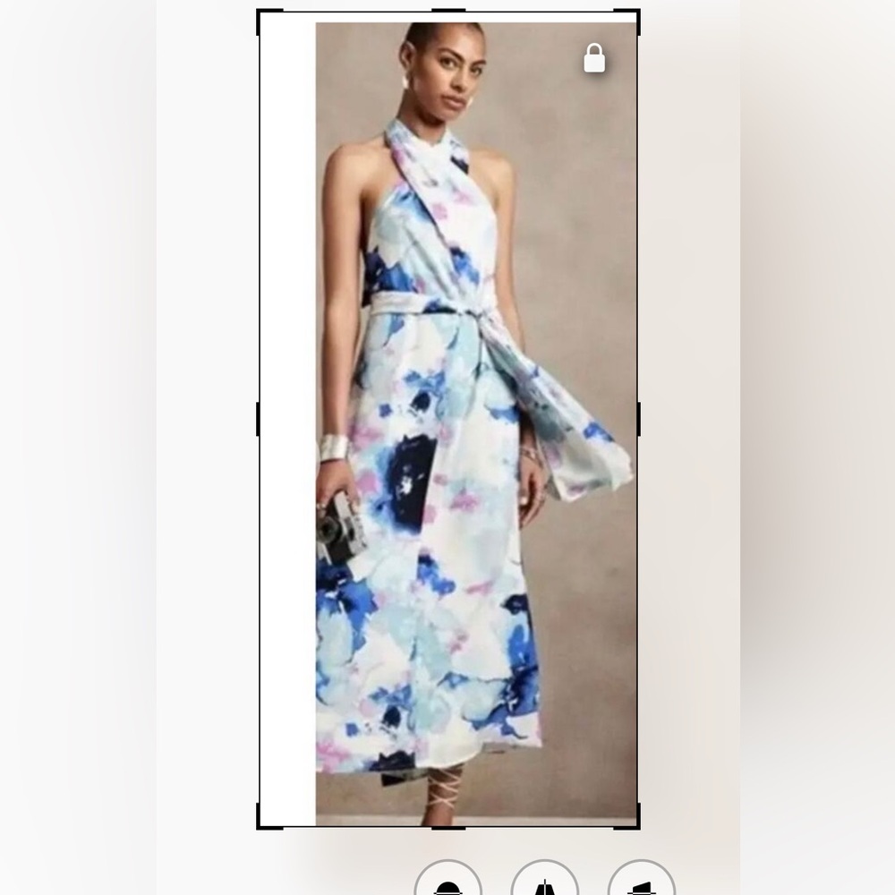 Banana Republic Backless Blue and White Floral Dress